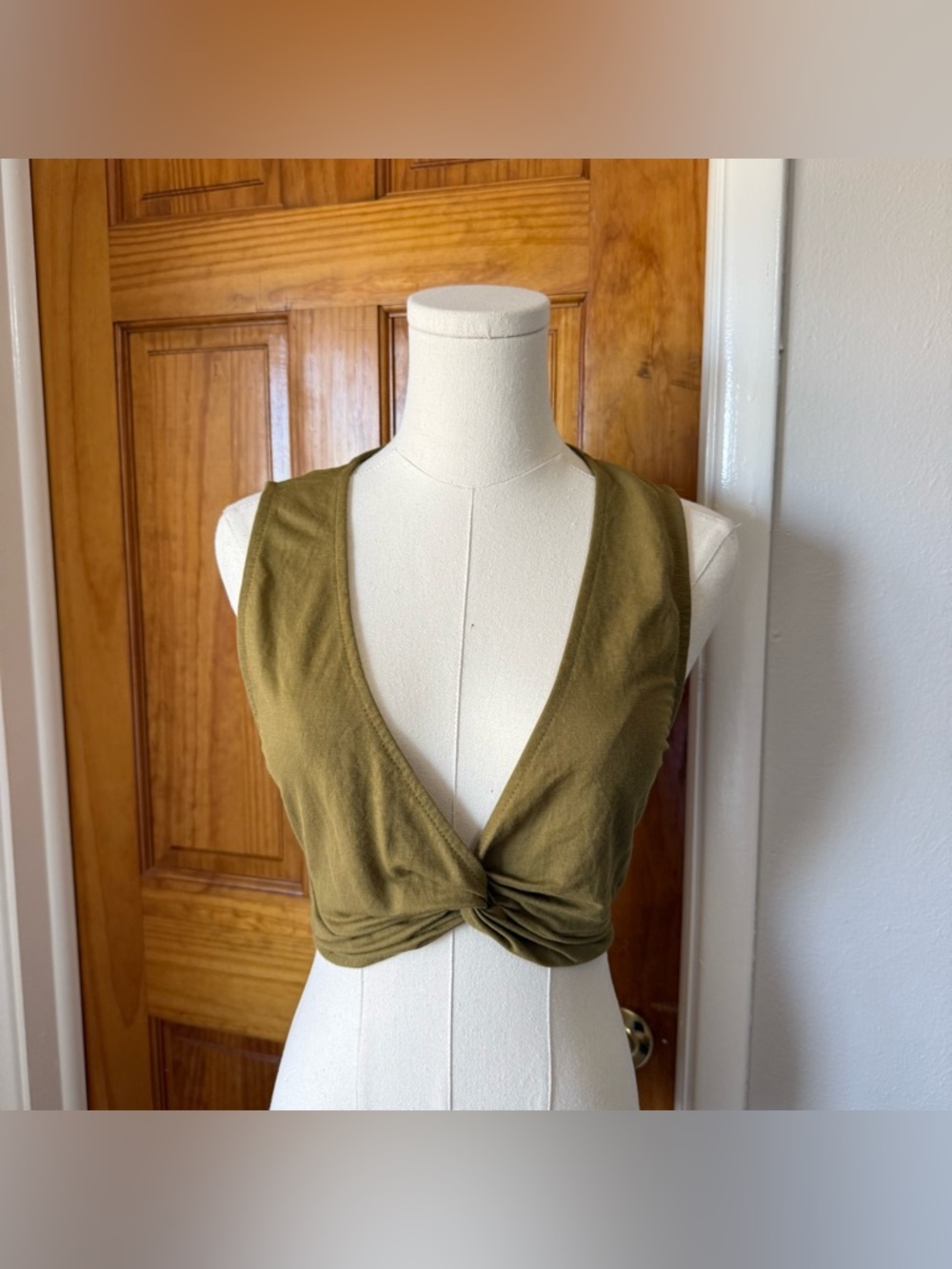 Zara Olive Green V-Neck Cami Top Size Small